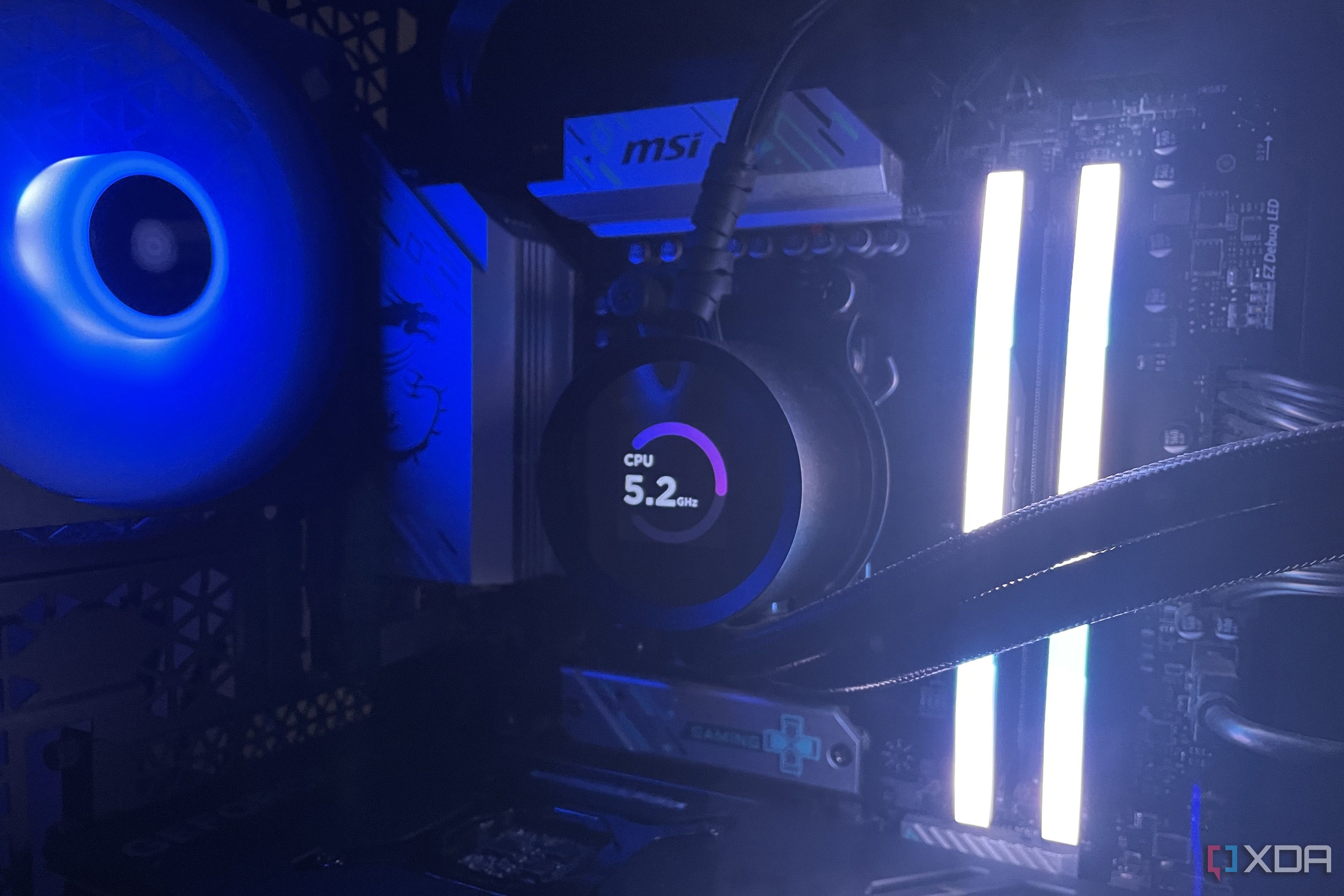An NZXT AIO indicating CPU clock speed.