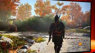 Assassin's Creed Shadows on a 4K TV.