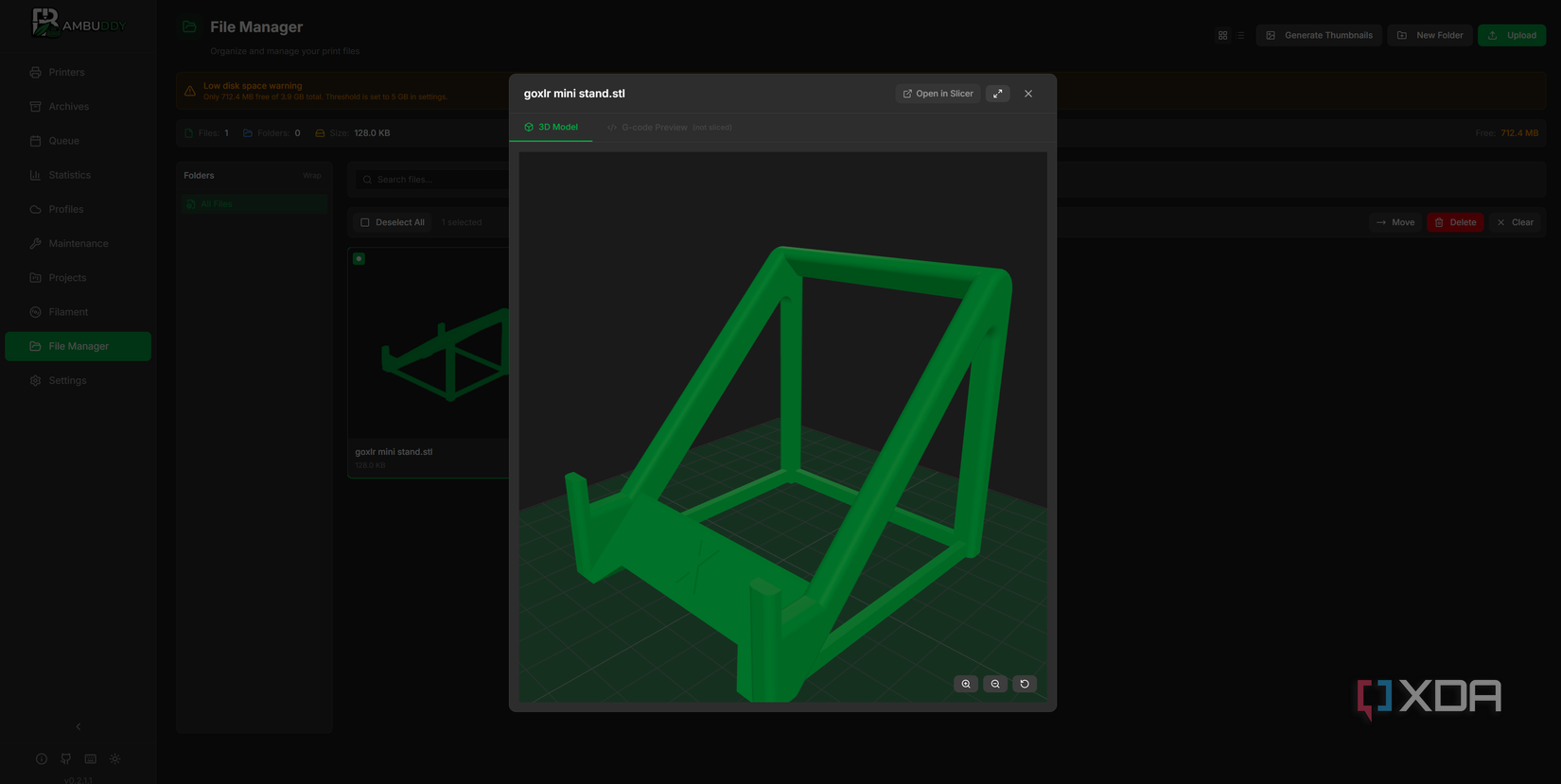 Bambuddy FIle Manager showing a model