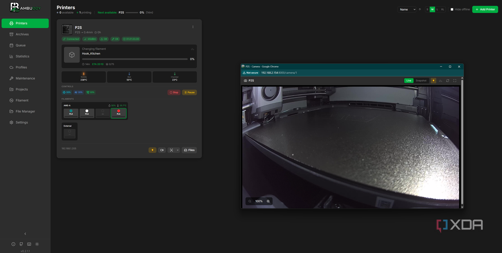 Printing in Bambuddy