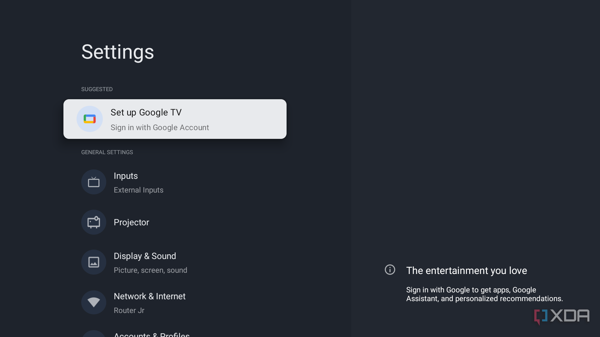 Basic google tv settings