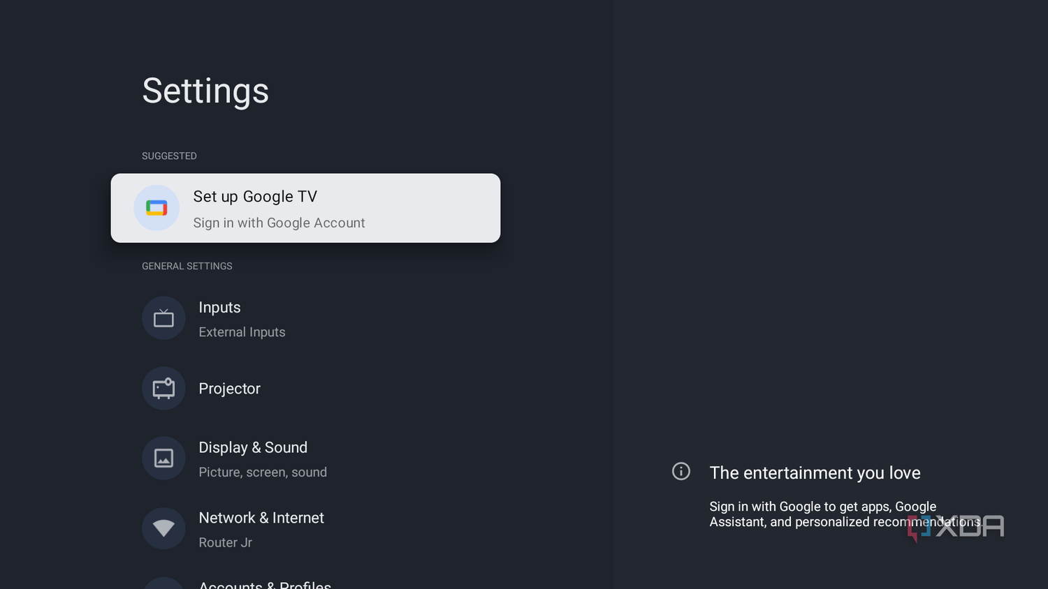 Basic google tv settings