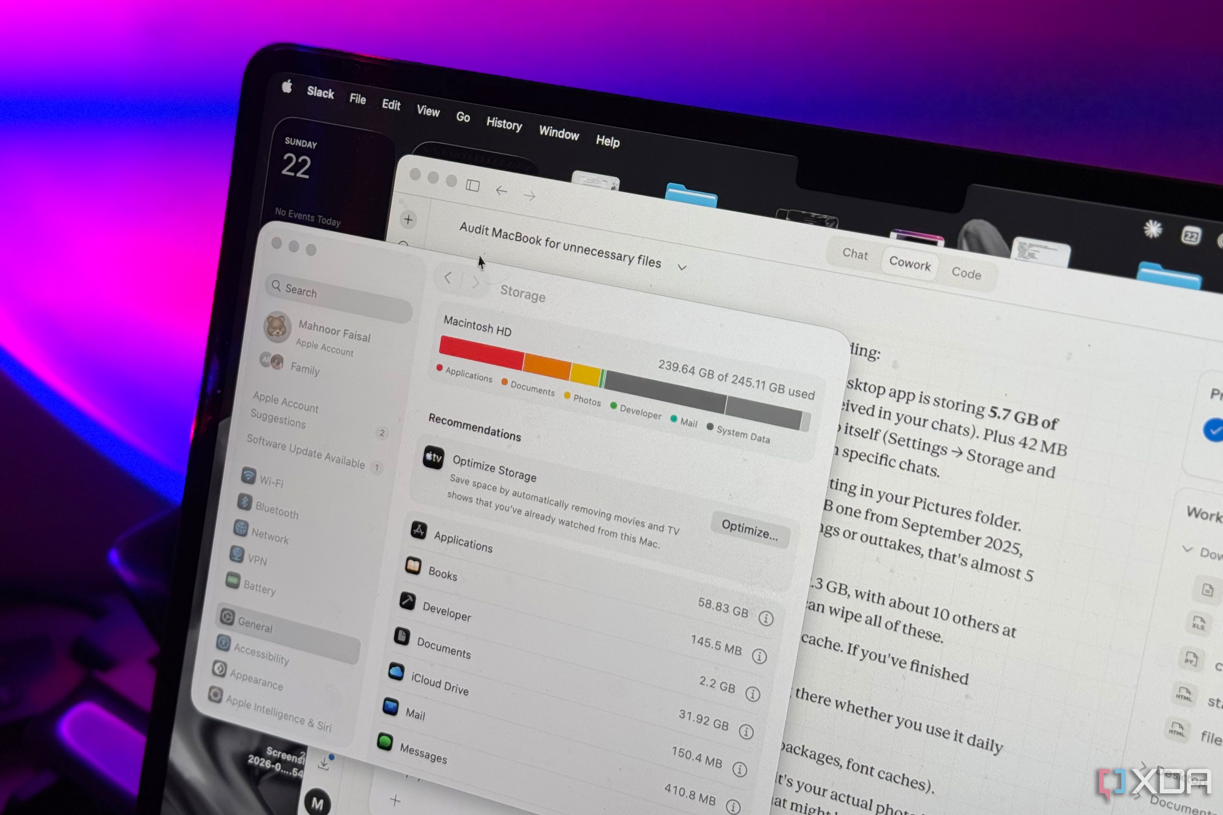 claude cowork x macbook storage