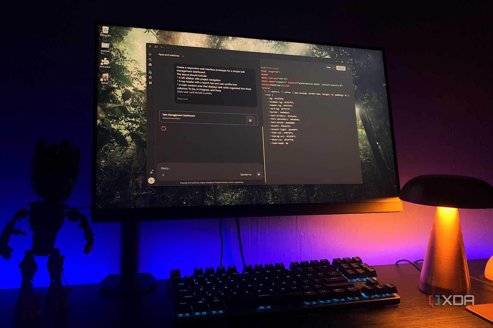 Claude for desktop, lamp and lego in view