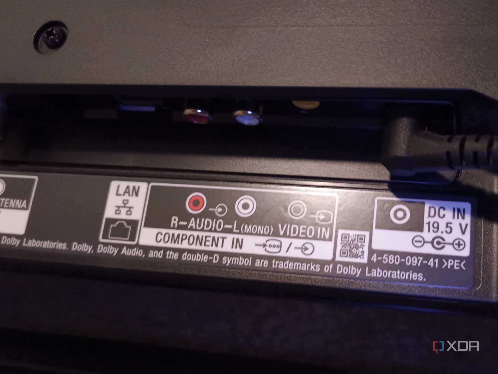 Component jacks on a television