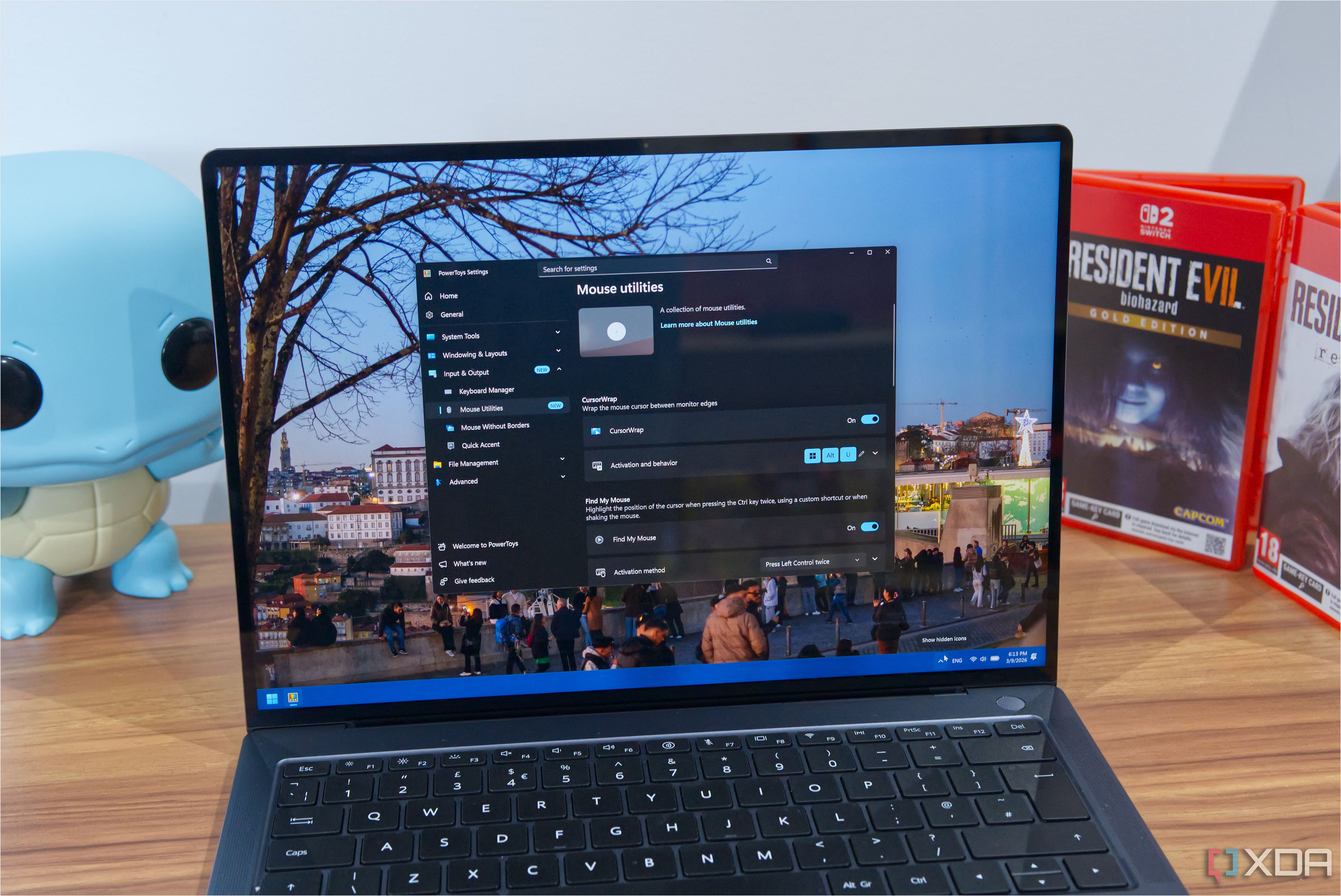 A laptop showing the PowerToys mouse utilities in Windows 11