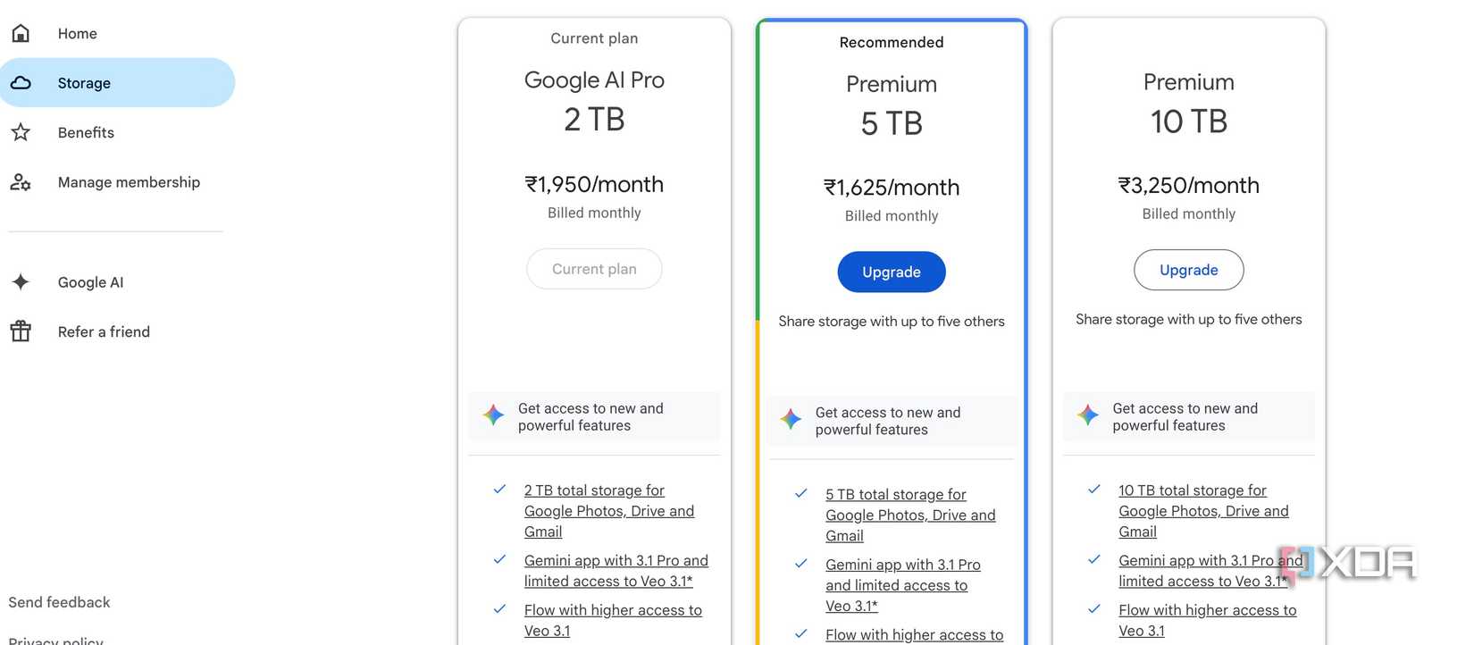 Planes de Google One
