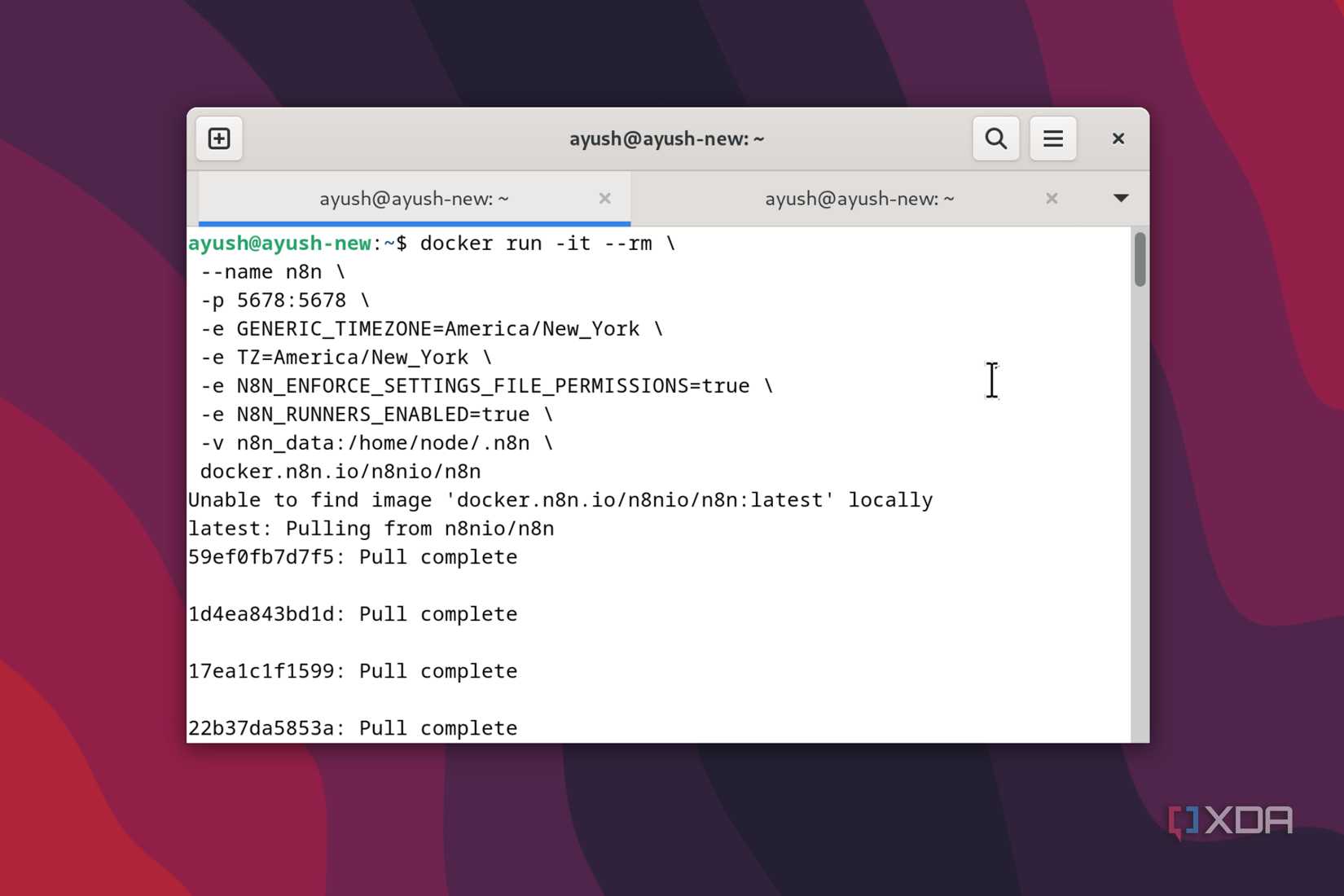 Executing the docker run command in Debian