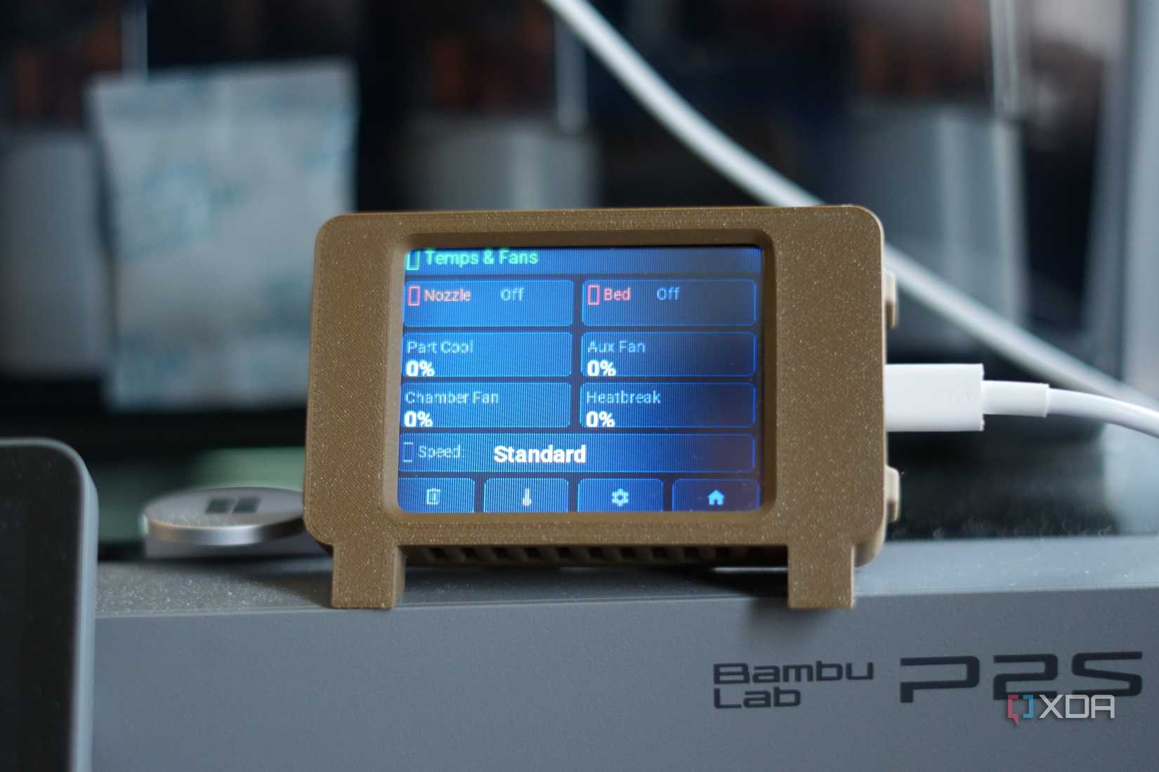 ESP32 CYD Bambu Lab P2S temps and fans page