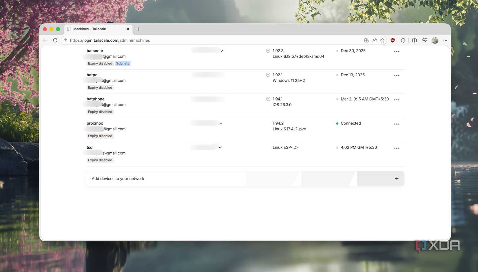 ESP32 in the Tailscale Admin Console