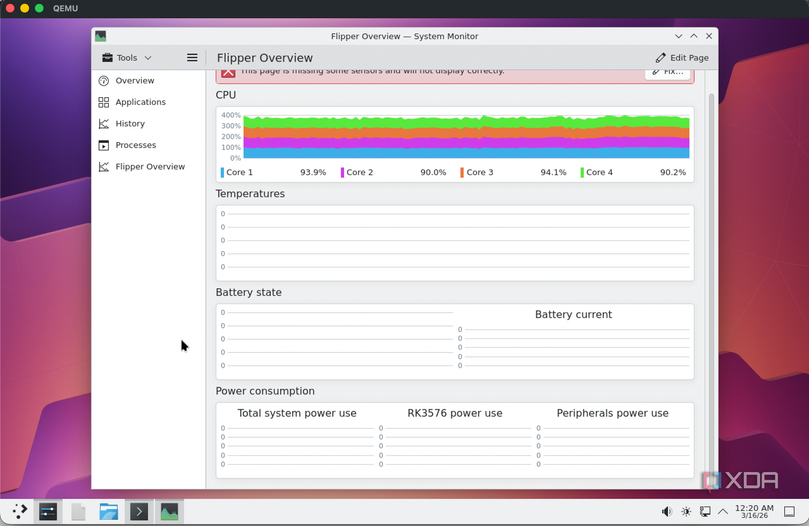 Flipper One KDE Plasma monitor page
