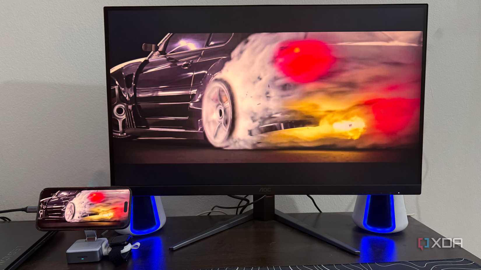 Game with an iPhone connected to an external display