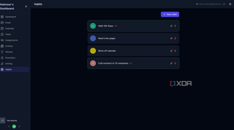 habts section in dashboard
