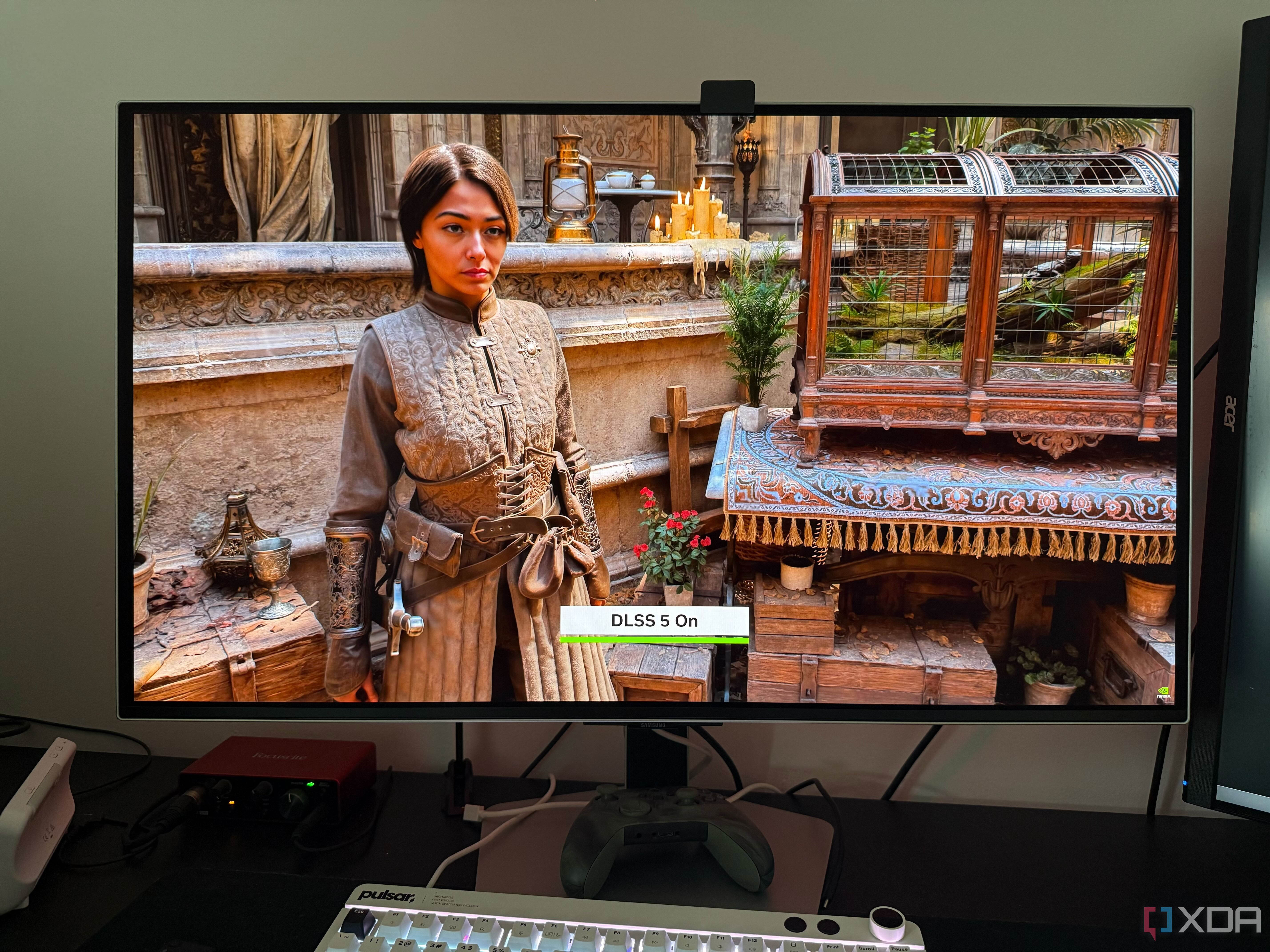 Photo of monitor showing DLSS5 preview