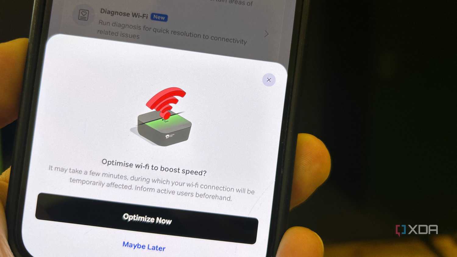 Wi-Fi channel optimization on an ISP's mobile app.