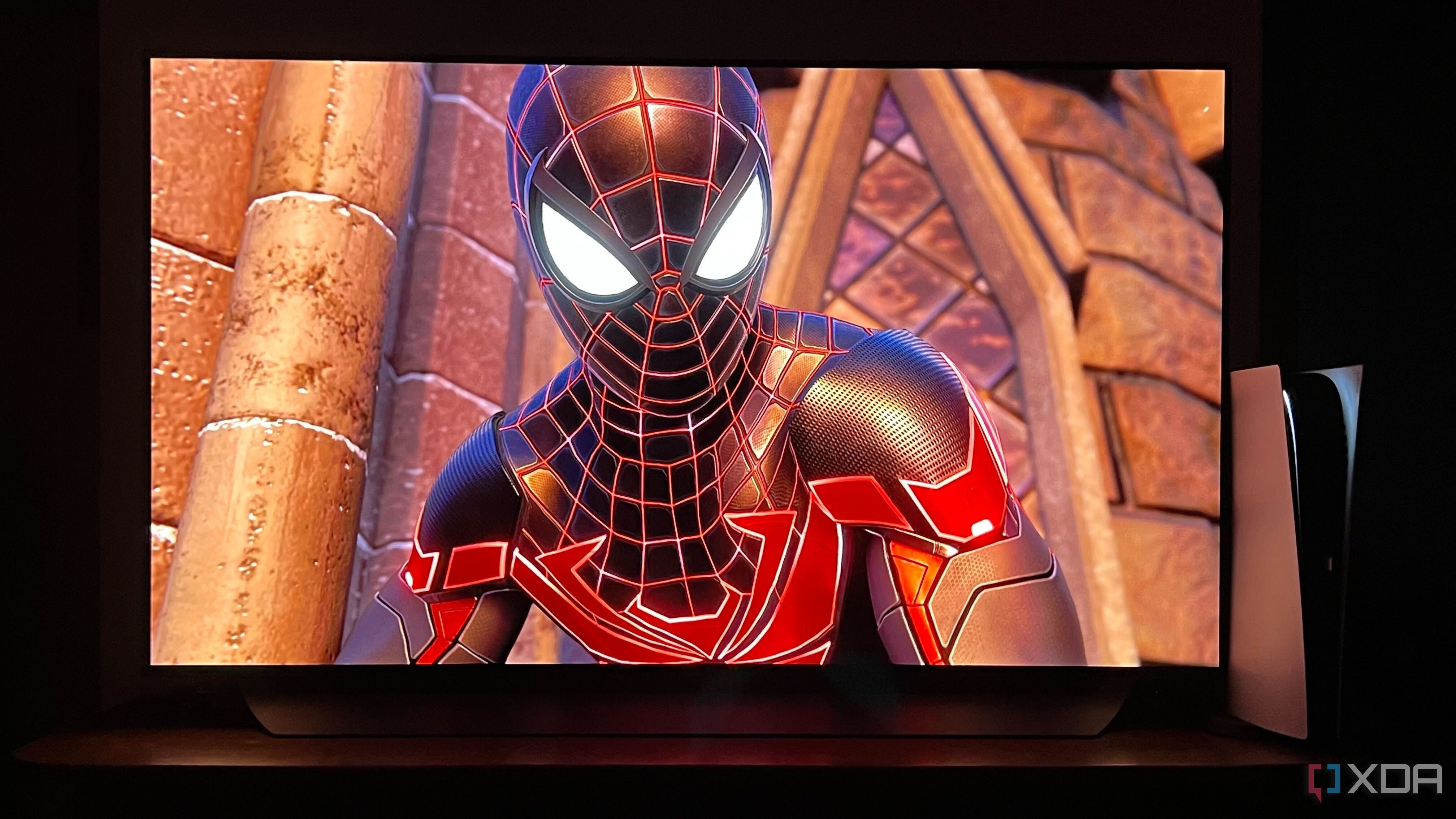 LG C8 OLED TV running Spiderman on PS5