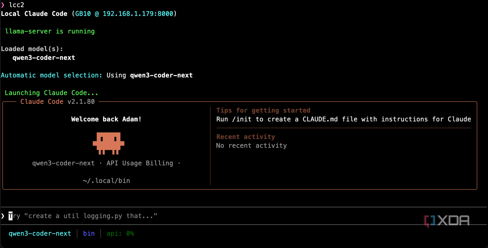 Run "lcc2" to launch a local Claude code instance