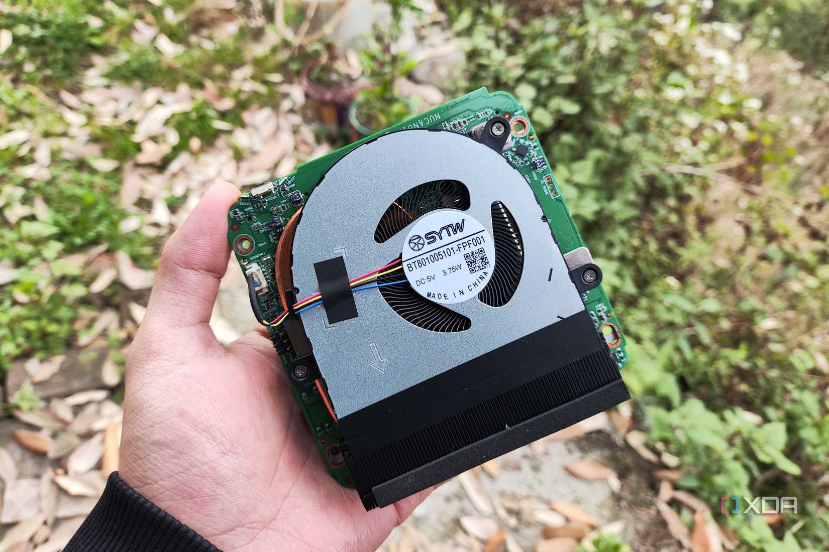 A person holding an N100 mini-PC