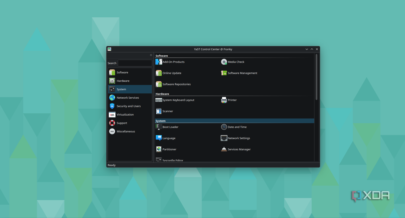 OpenSUSE Tumbleweed's YaST window