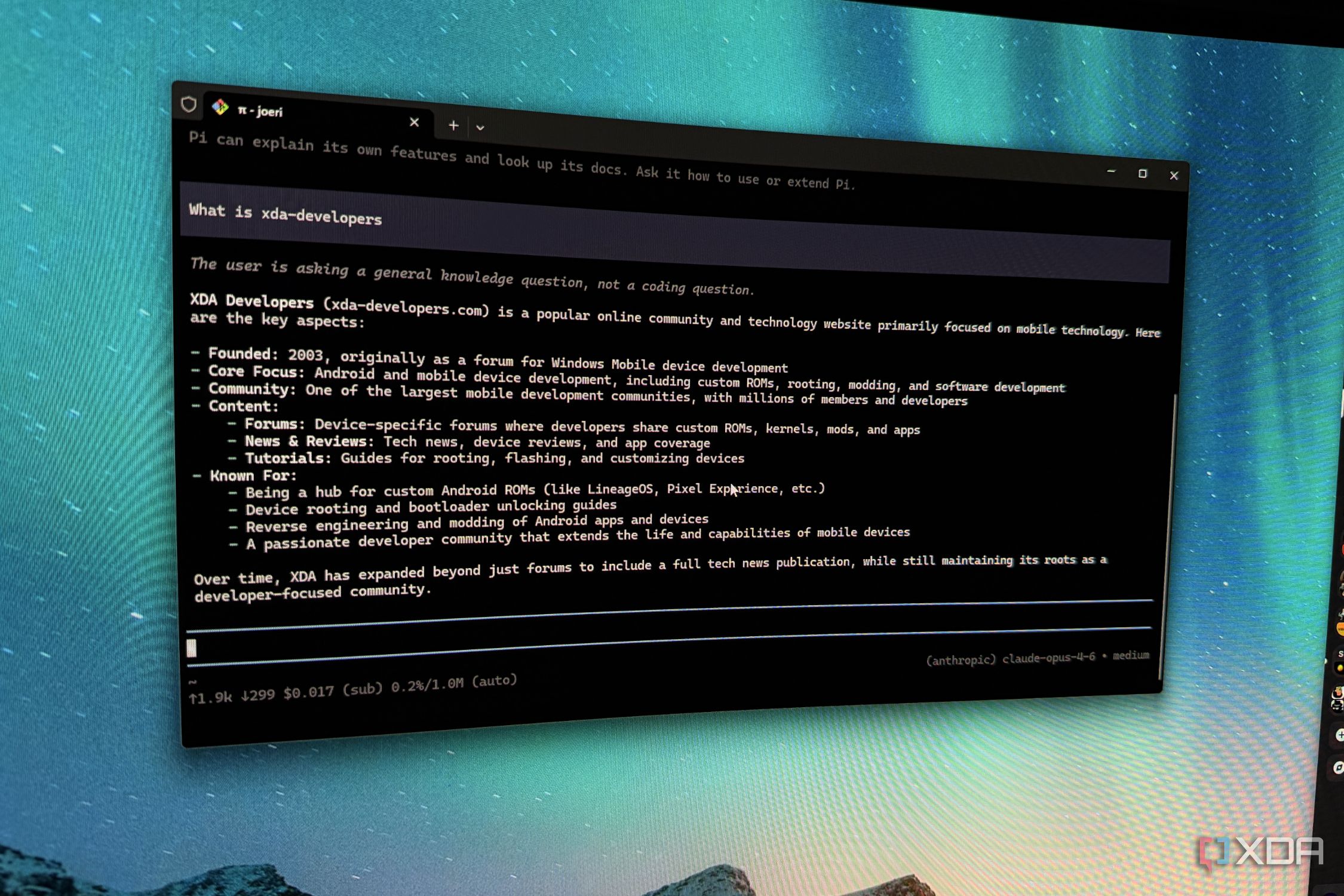 pi open in a terminal