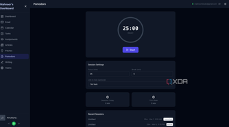 pomodoro timer in dashboard