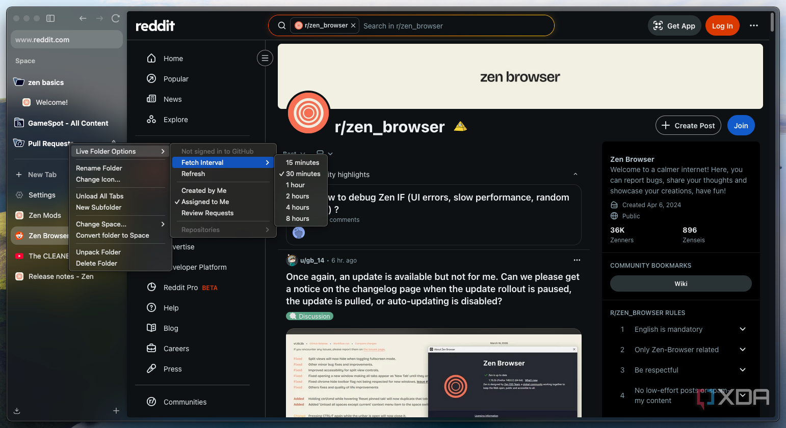 Zen Browser added live folders that turn my sidebar into an RSS reader ...