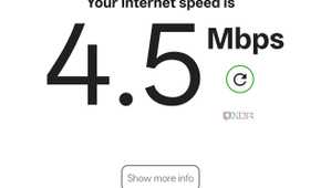 Screenshot of internet speed test on a smartphone