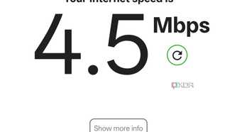 Screenshot of internet speed test on a smartphone