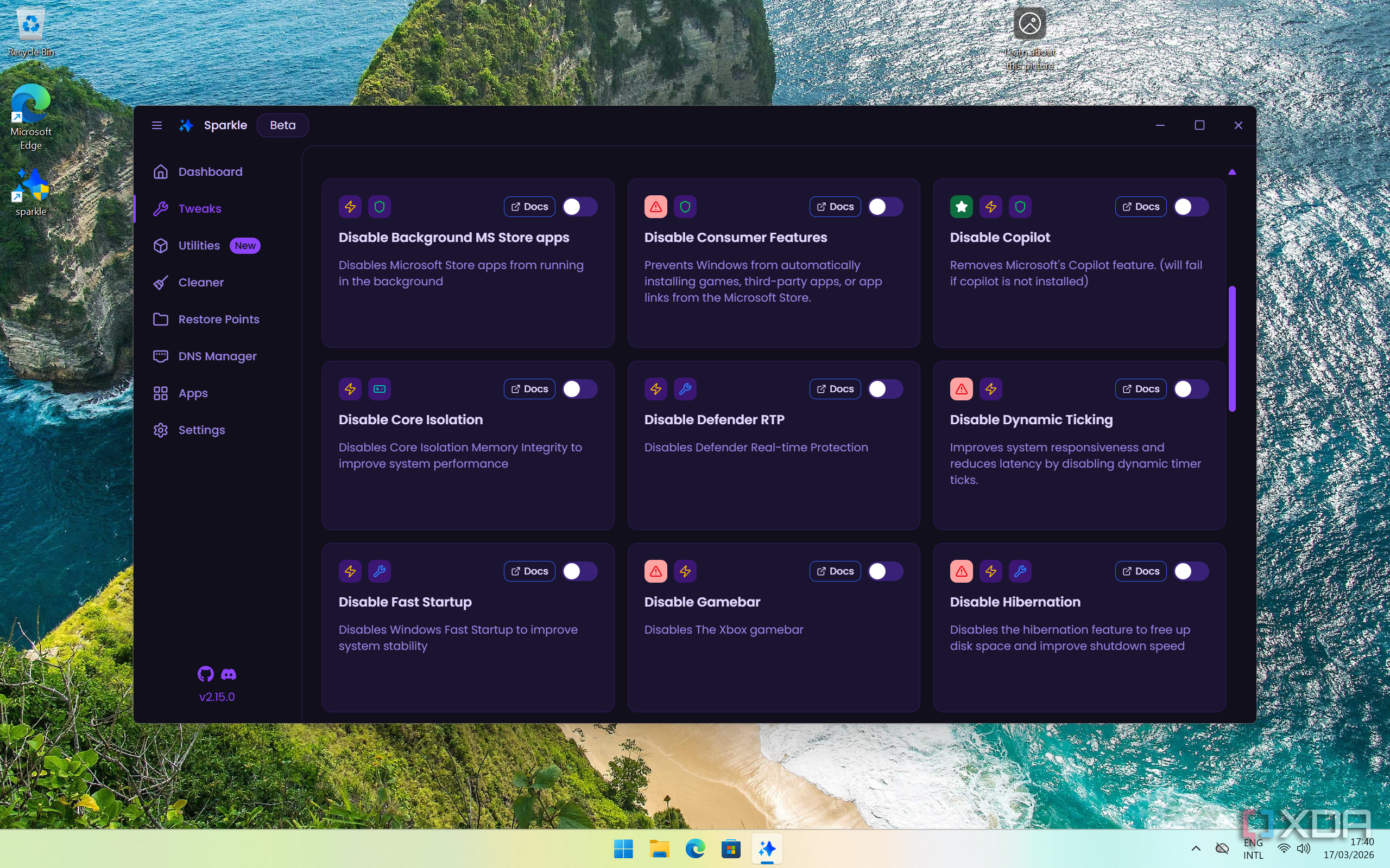 I found a Windows debloating tool that actually lets you undo ...