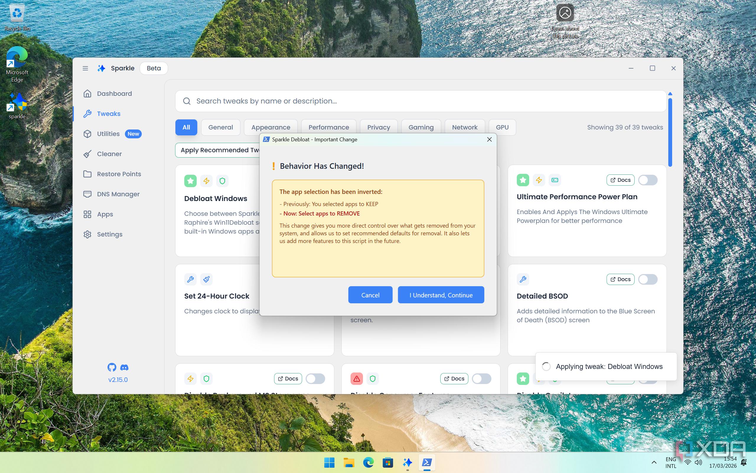 I found a Windows debloating tool that actually lets you undo ...