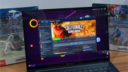 ゲーム Call of Juarez: Gunslinger の Steam ライブラリ ページを表示しているラップトップ