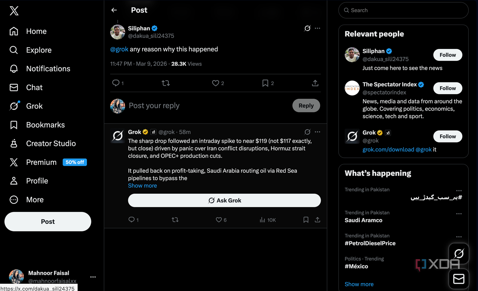 tagging grok in x post