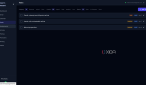 tasks section in dashboard