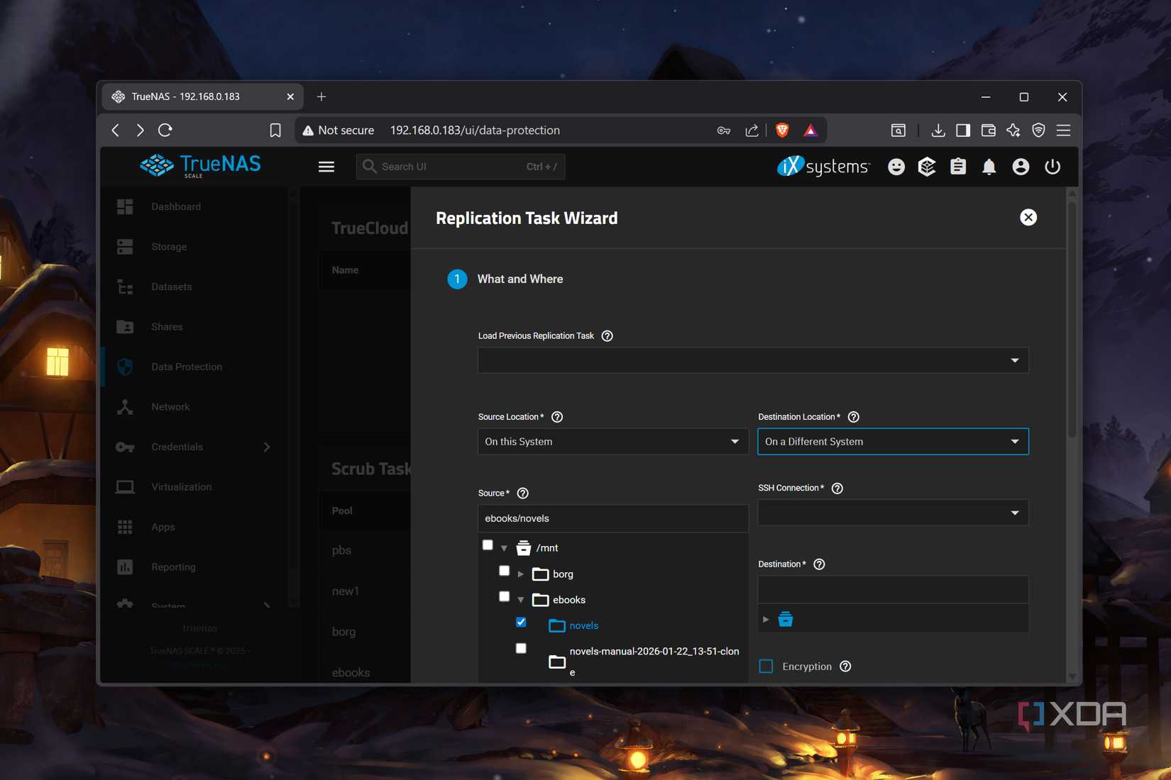 The replication task wizard in TrueNAS