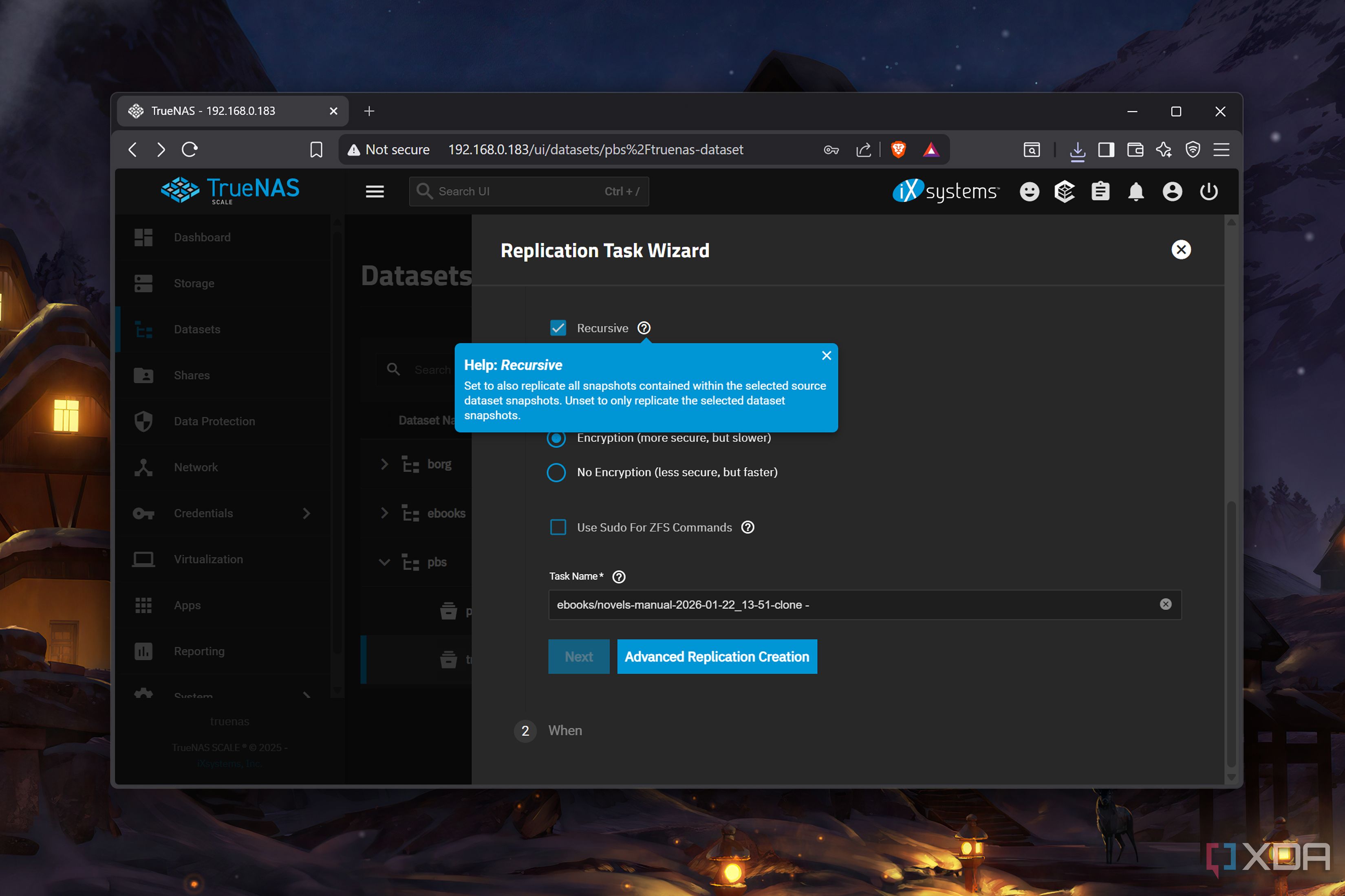 Creating recursive snapshots in TrueNAS