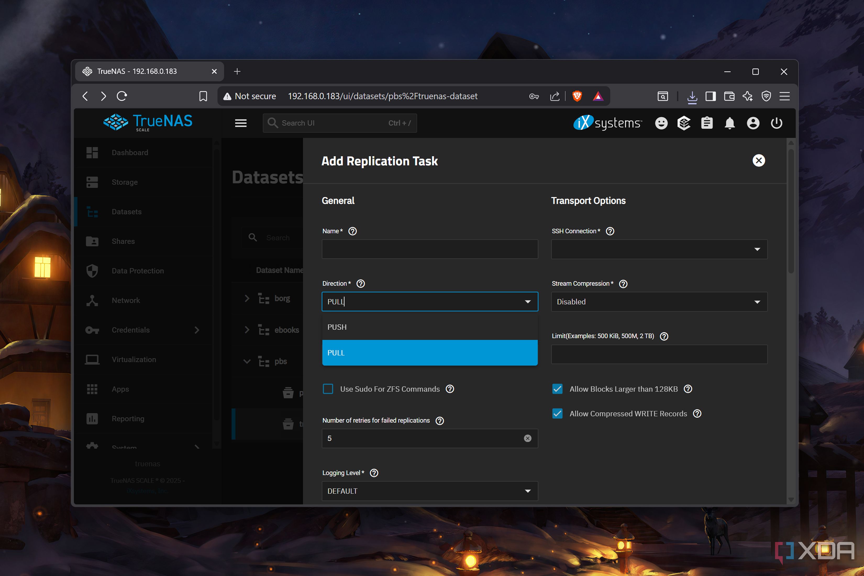 Switching to pull mode for replication tasks in TrueNAS