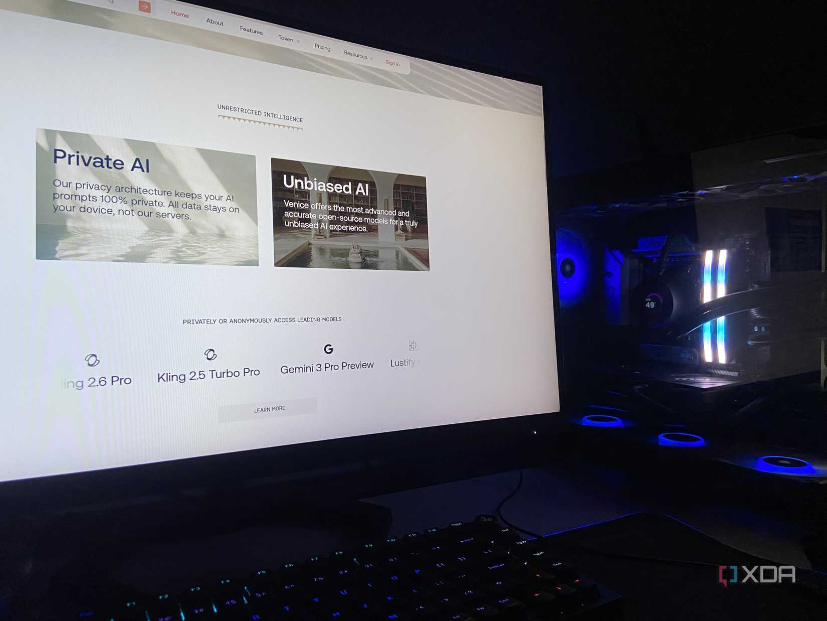 An image of a desktop PC running Venice AI.