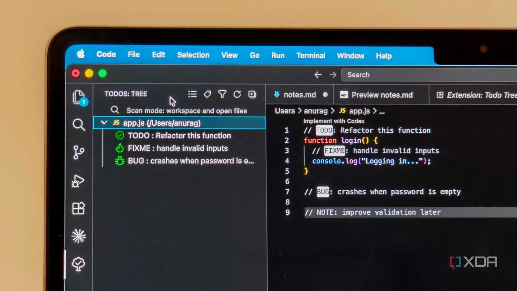 tasks in VS Code