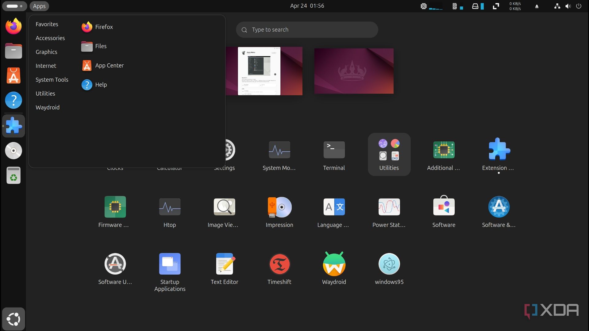 screenshot of app categories extension
