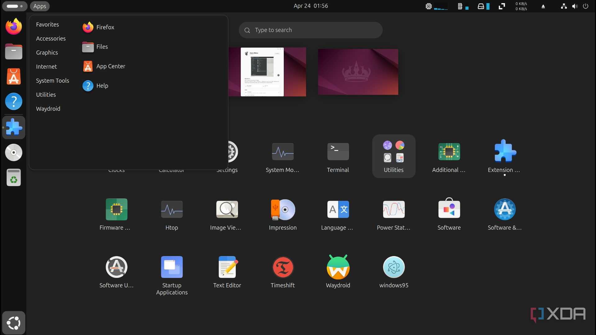 screenshot of app categories extension