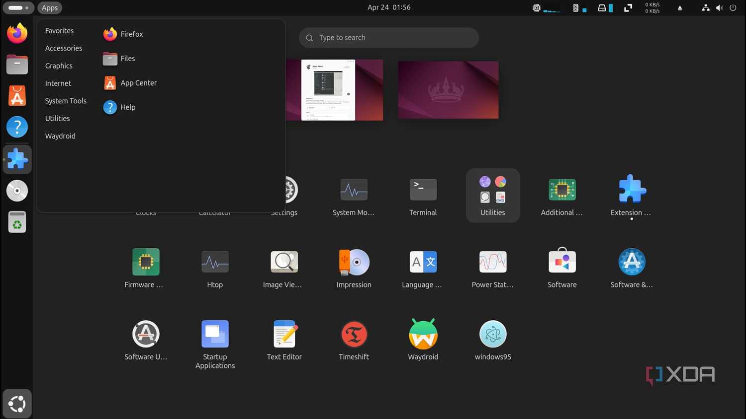 screenshot of app categories extension