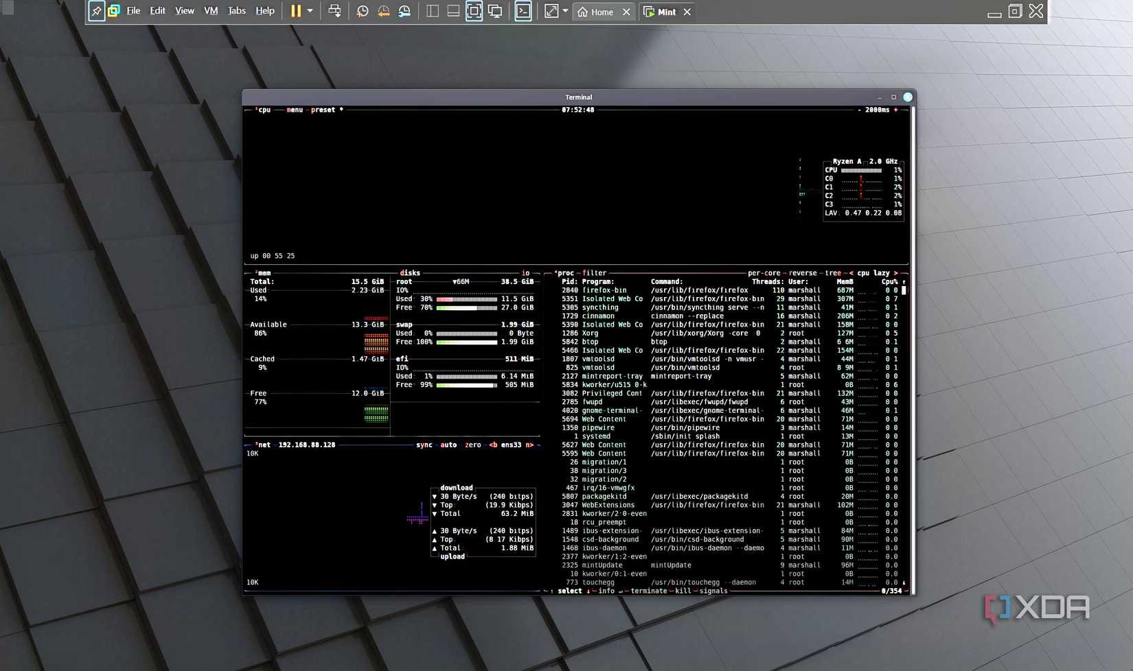Btop++ System Monitor