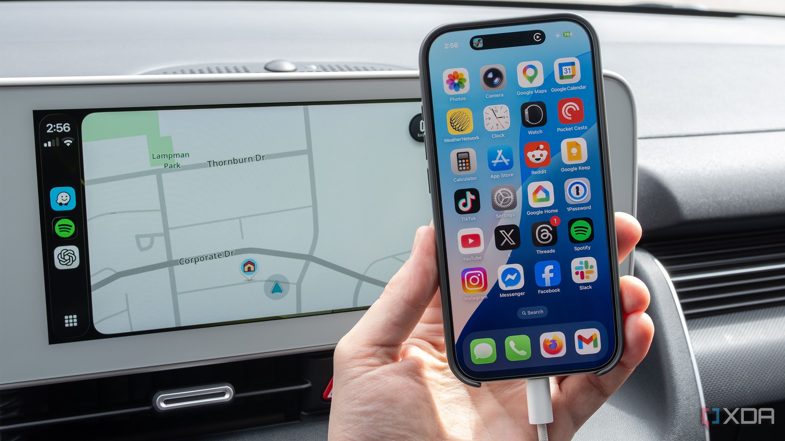 CarPlay hooked up through a wired connection 