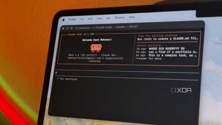 Claude Code terminal window on a Mac laptop showing a welcome message and recent activity