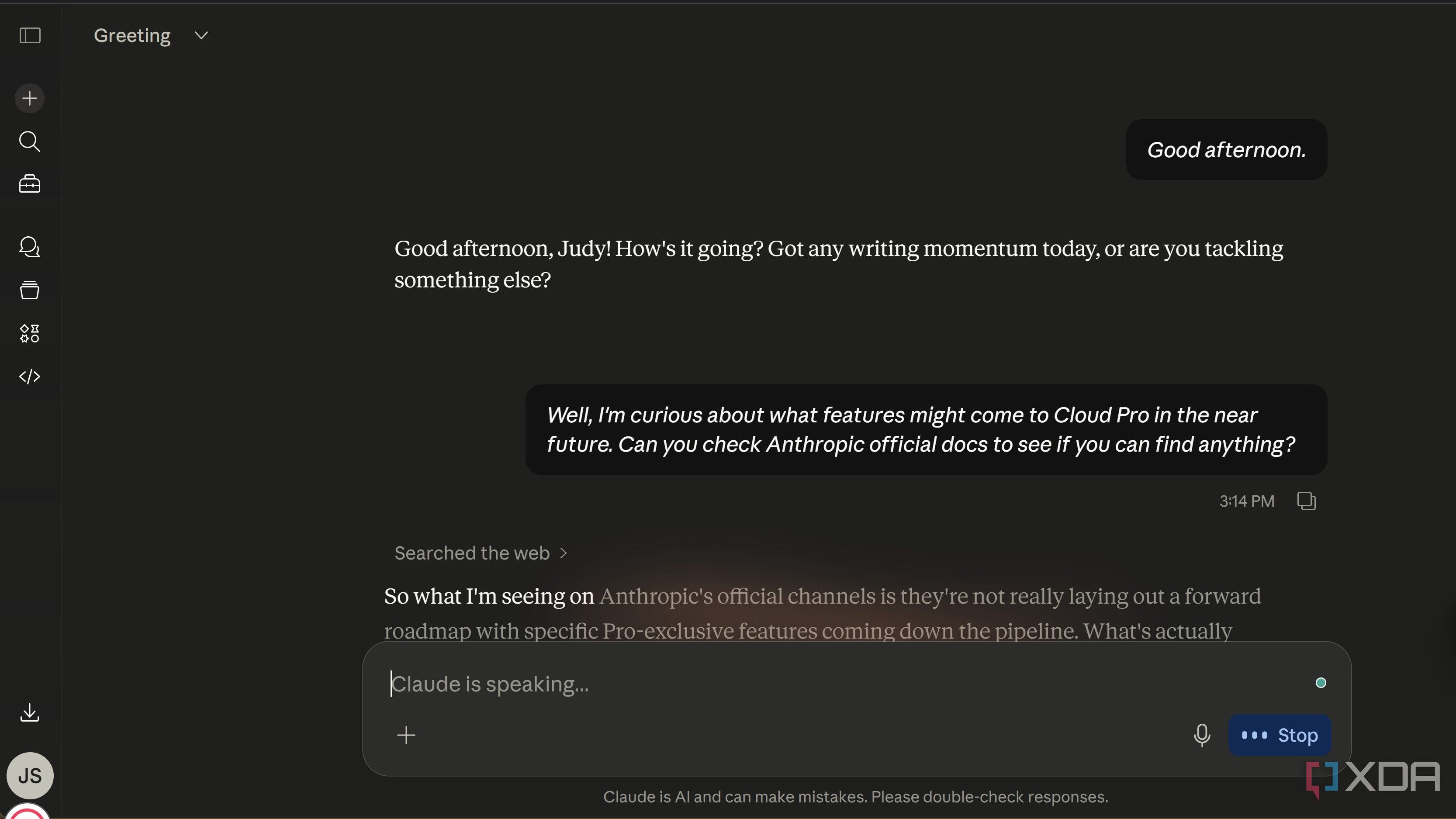 Claude Voice mode checking future features for Claude users