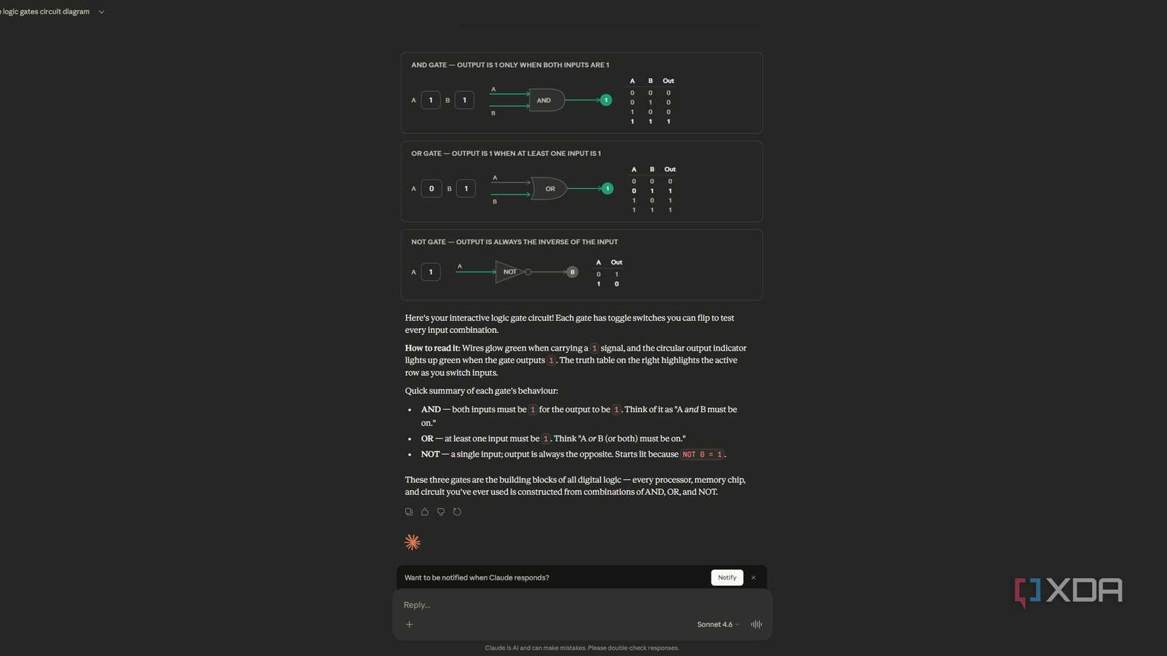 Logic gates explained by Claude.