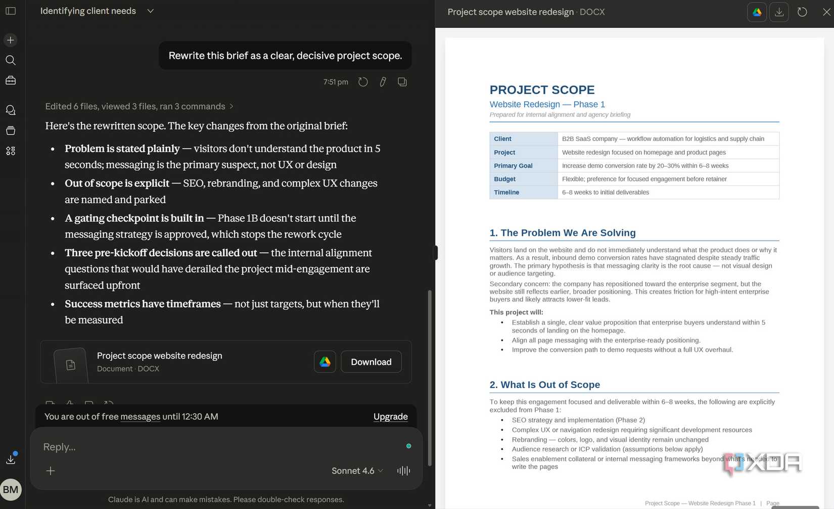 Example of Claude docx output