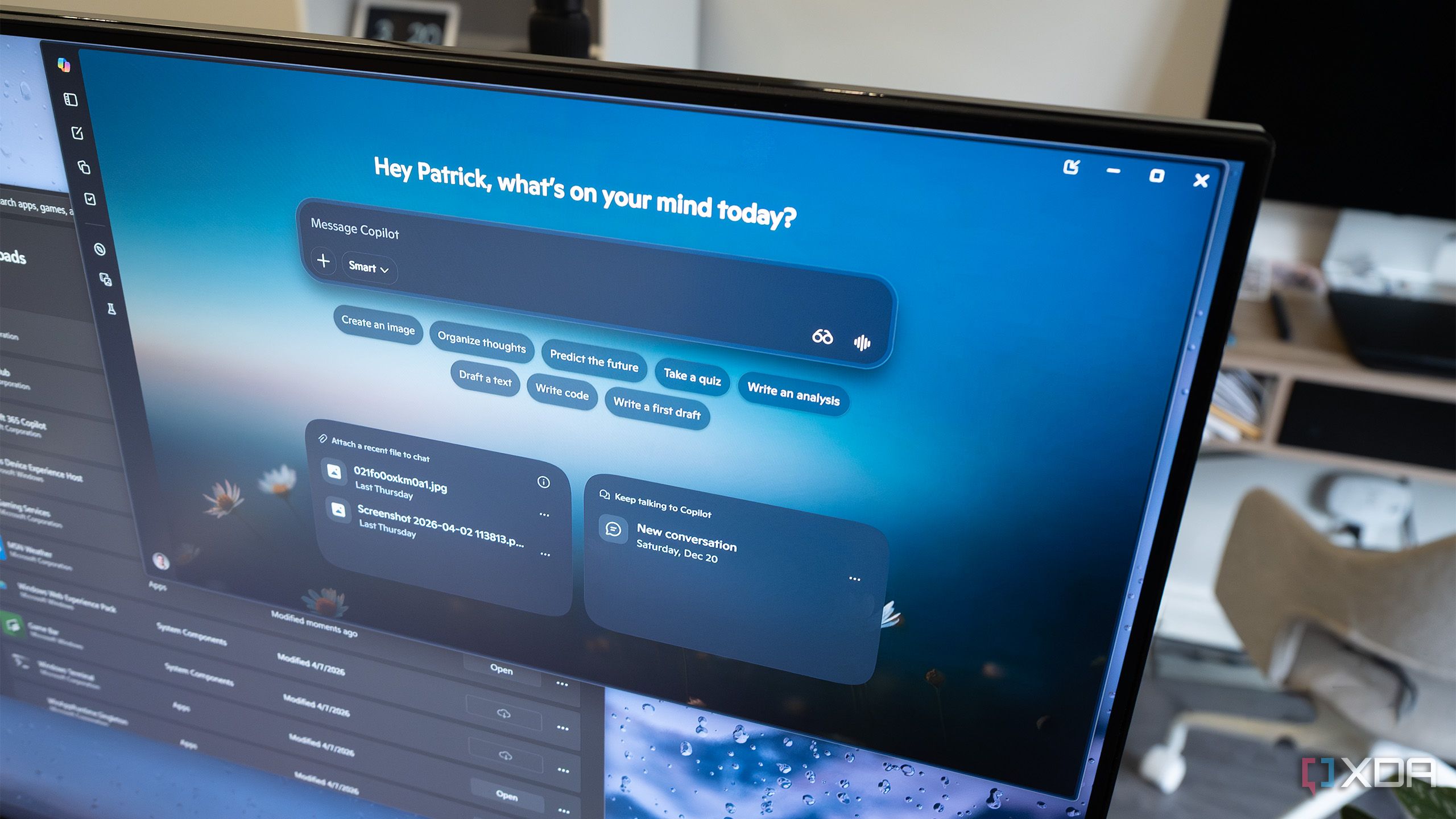 Microsoft copilot on a monitor 
