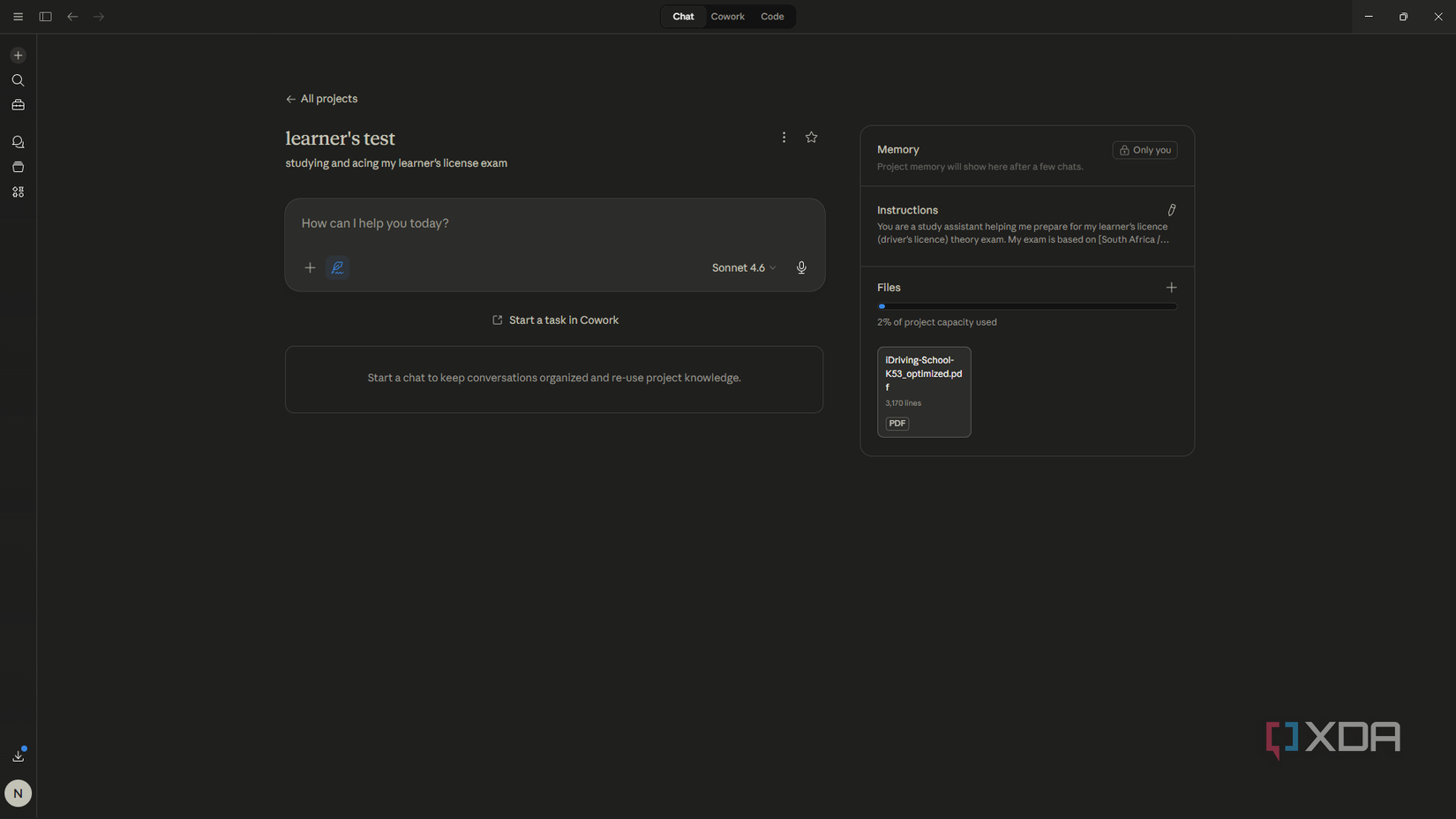 creating project in claude