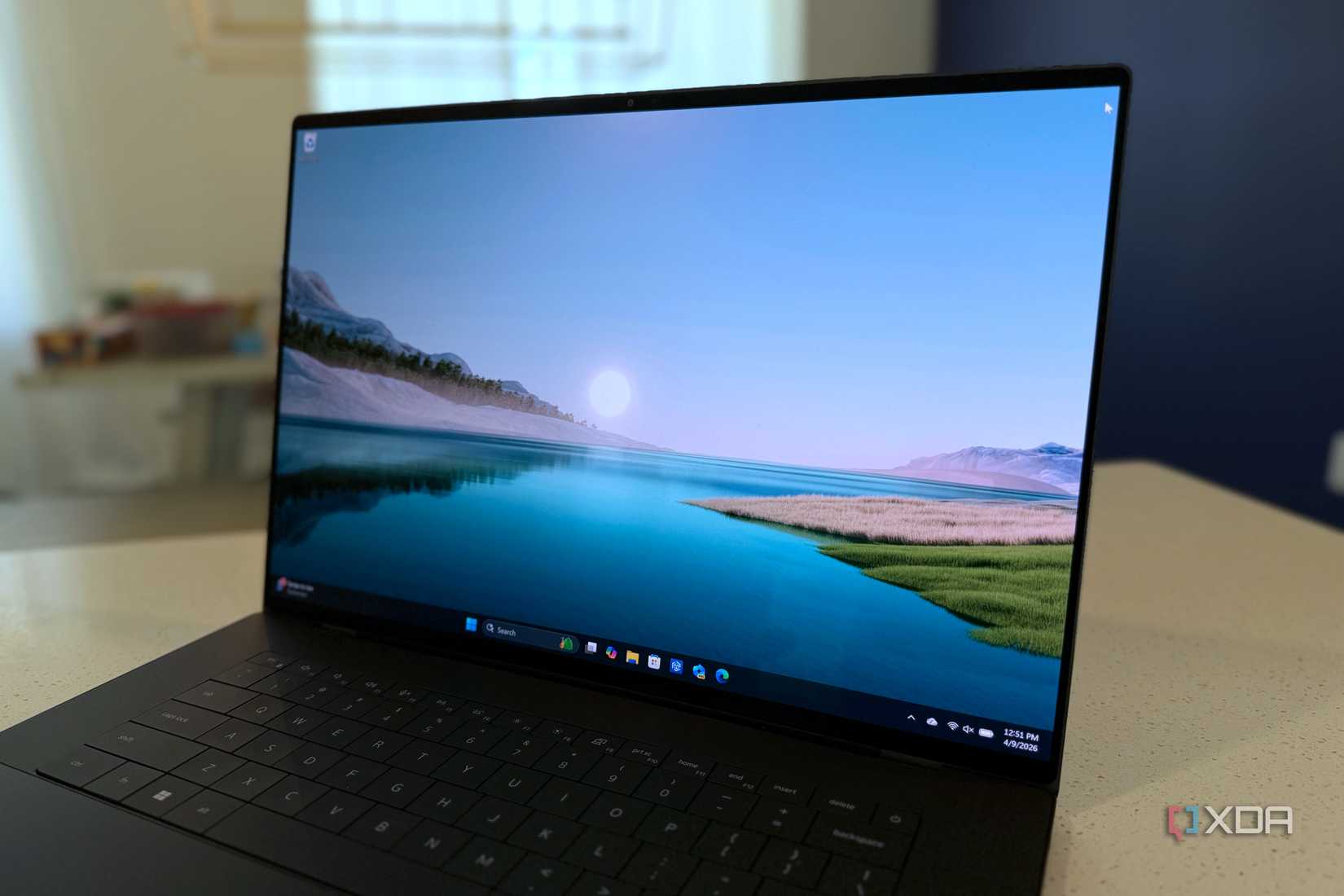 dell xps 16 showing the screen close up